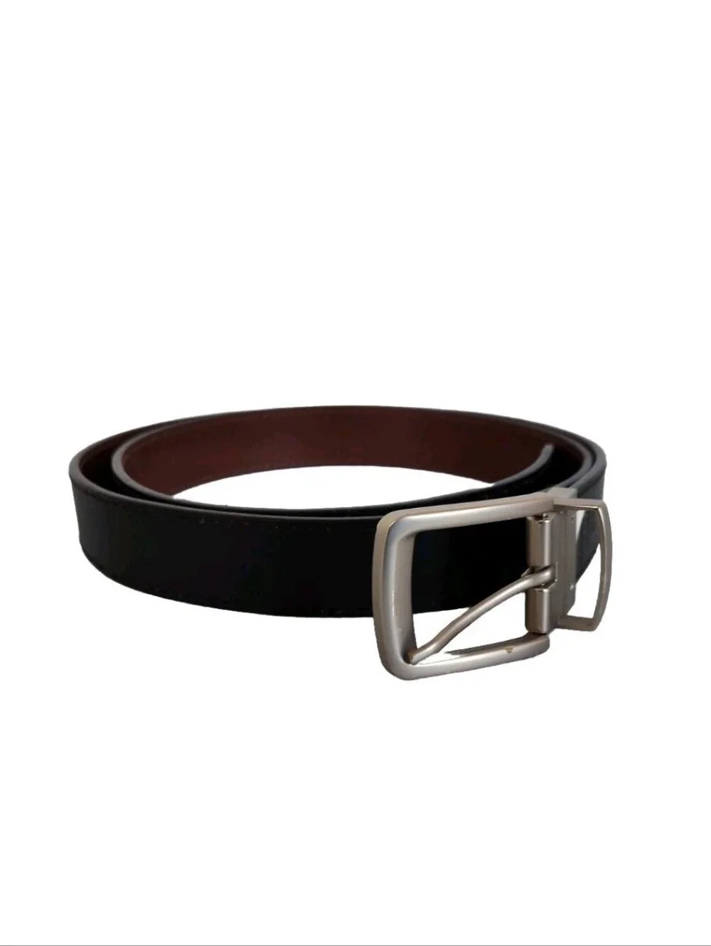 Timberland Belt Mens Size 44 Reversible Black Brown Silver Tone Buckle-#X44